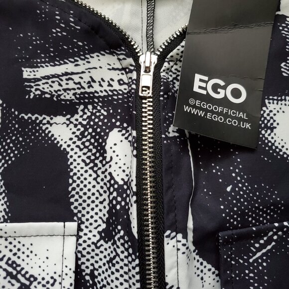 Ego Black & White Zip Front Bodycon Mini Skirt SZ L - Picture 4 of 7